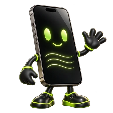 Inky waving beside a script and a phone reading screen